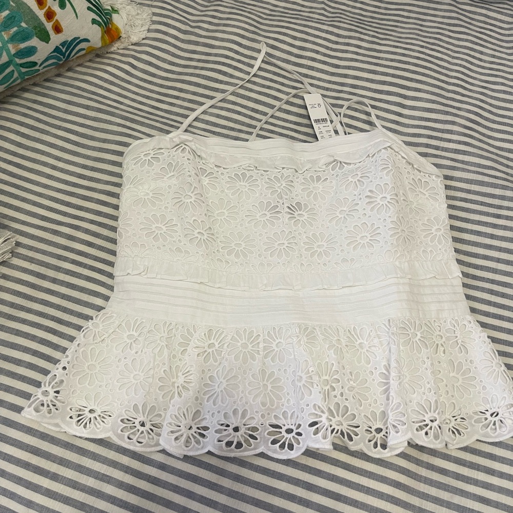 J. Crew White Eyelet Cami